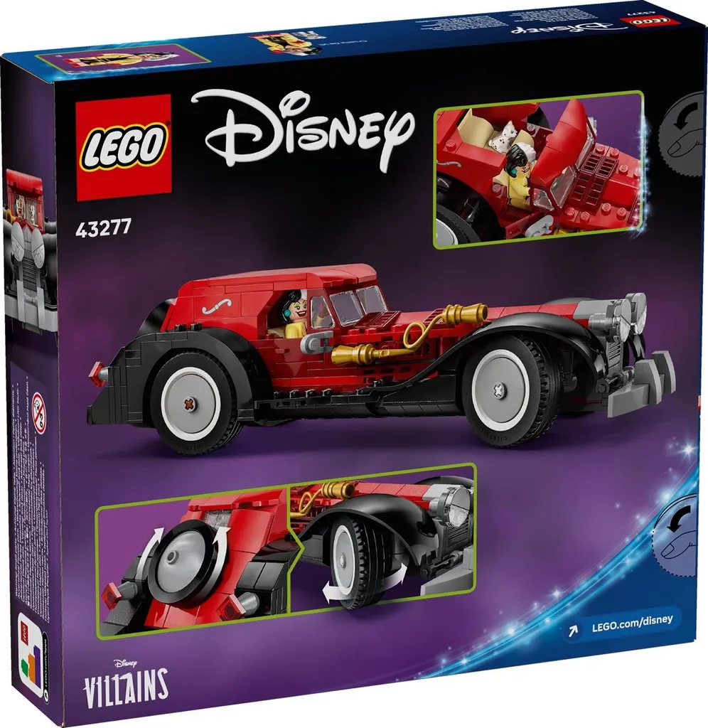 LEGO Disney Villains 43277 - La voiture de Cruella d'Enfer et ses détails de 101 Dalmatiens