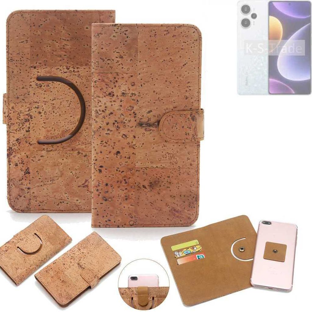 K-S-Trade Handy Hülle Schutz Hülle kompatibel mit Xiaomi Redmi Note 12 Turbo Handyhülle Schutzhülle Korkhülle Kork-Hülle 1x