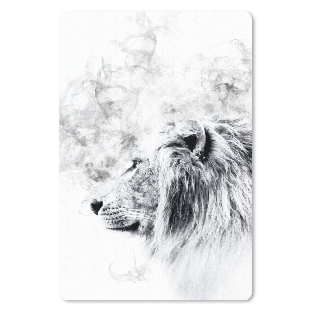 MuchoWow Mauspad Mousepad Löwe - Rauch - Schwarz - Weiß 40x60 cm - Mousepads - Maus Mat - Pad - Mausunterlage - Schreibtisch Accesoire