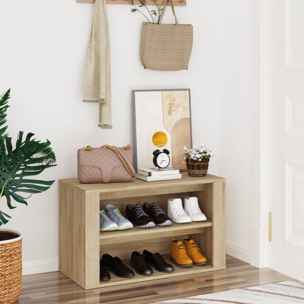 The Living Store Schuhregal Sonoma-Eiche 75x35x45 cm Holzwerkstoff