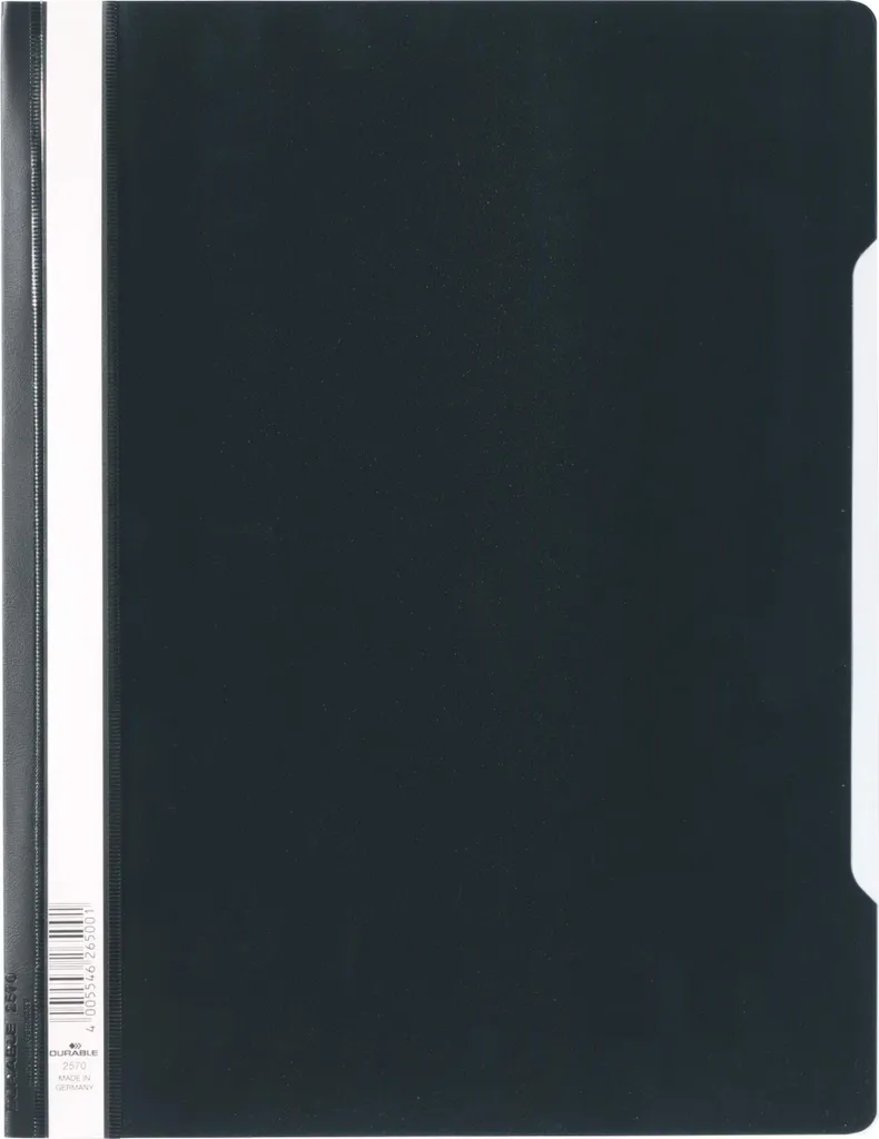 DURABLE Chemise à Couverture Transparente A4+ Noir 257001 - Lot de 50