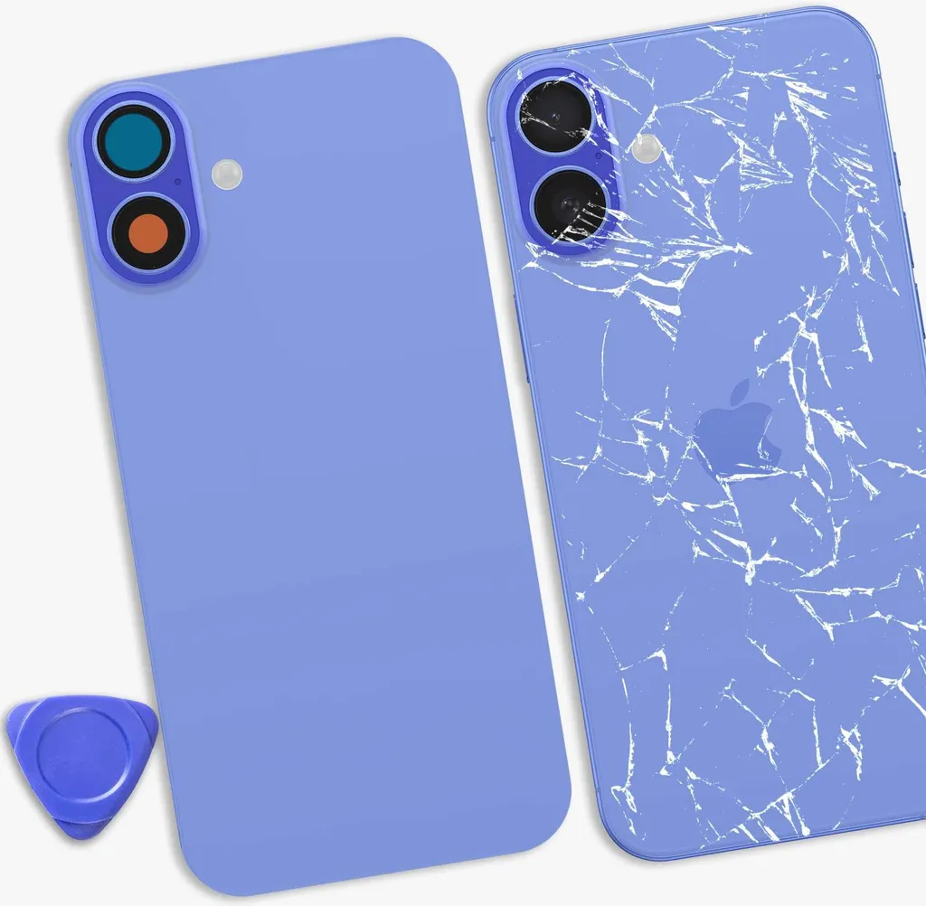 Clappio Couvercle Arrière iPhone 16 Plus avec Adhésif de Pose - Bleu - 4