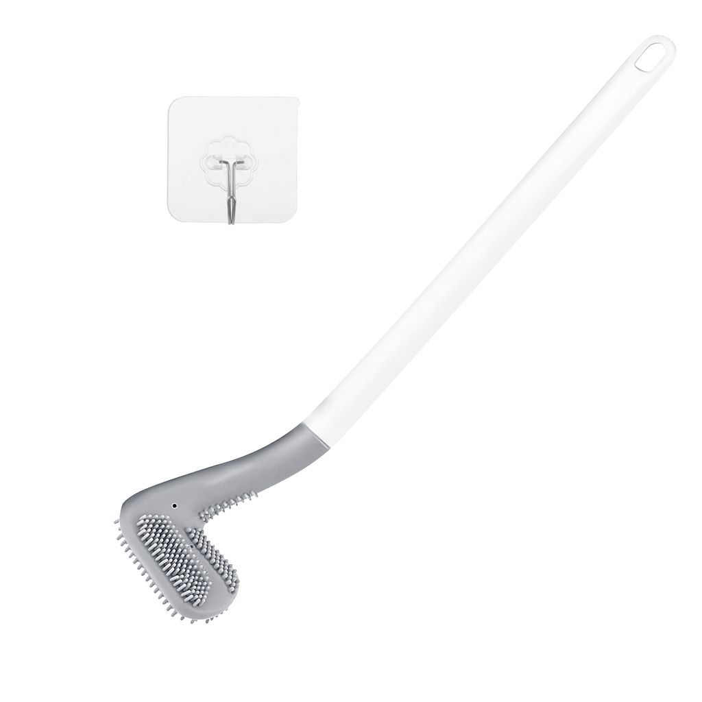 Toilettenbürste Silikon Wandmontage,Silikon Toilettenbürste Langstielige Toilettenbürste mit Haken Bathroom Toilet Cleaning Brush Klobürste Sil...