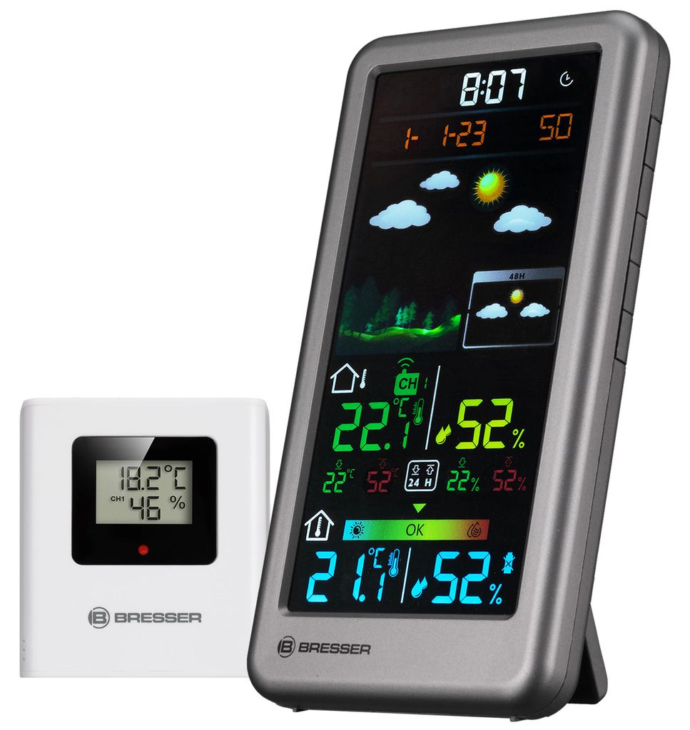 Bresser Neomeo V Wetterstation Funk mit Außensensor, silber Produktbild 
