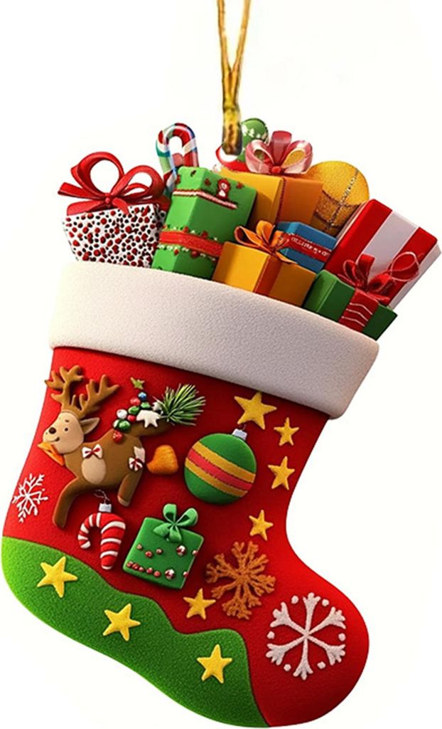 Weihnachtssocken Weihnachtsmann Rot Hängendes Ornament Acryl Dekorativer Schlüsselanhänger Anhänger Weihnachtsstrümpfe Wanddekoration