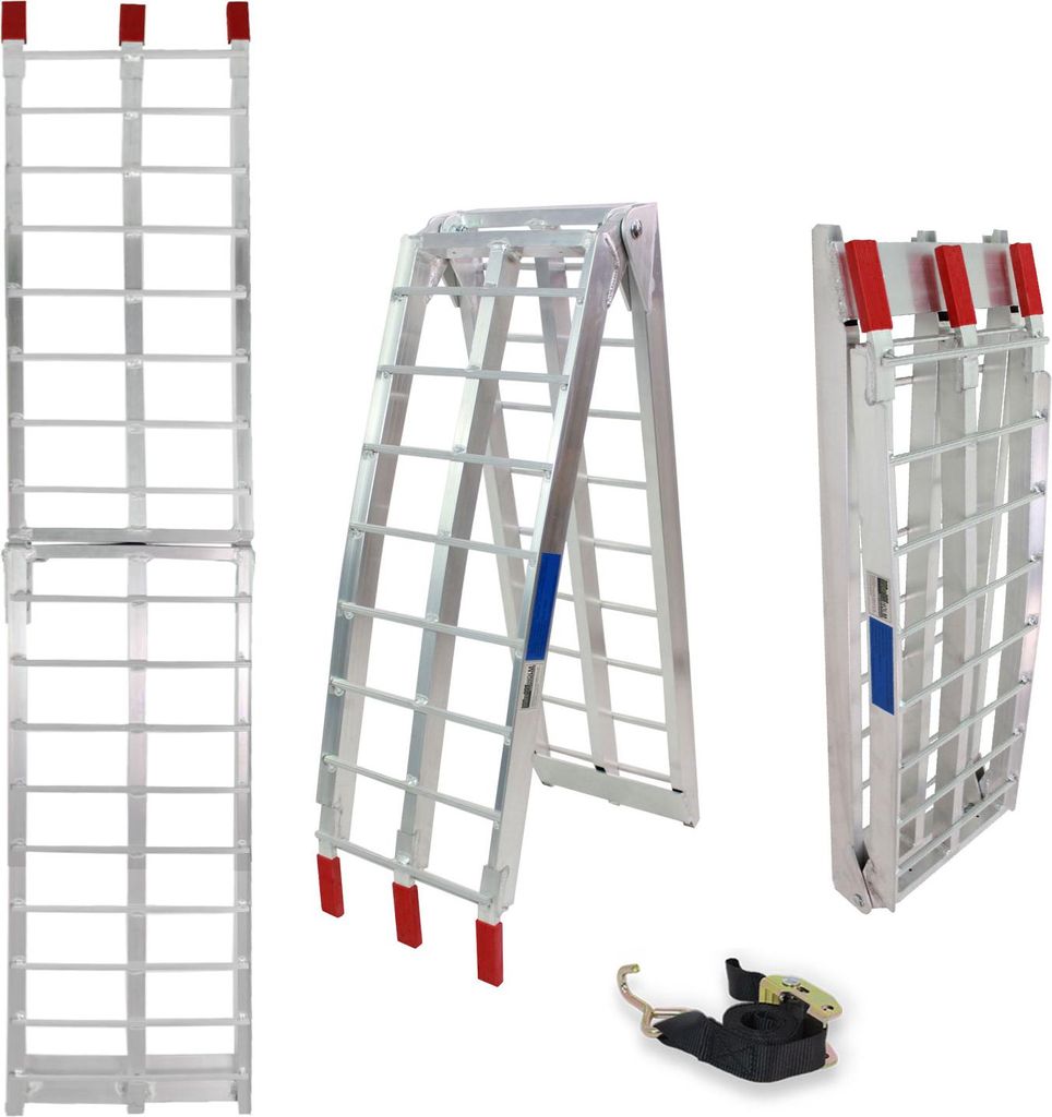 TRUTZHOLM 1 x Auffahrrampe klappbar 180 cm Traglast 340 kg Alu grau Riffelstab Verladerampe