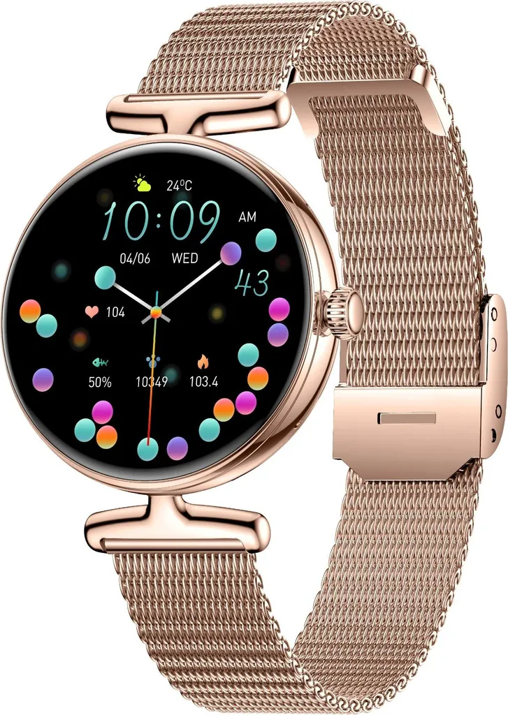 Montre Connectée Or avec Écran AMOLED Haute Résolution et Mode Sportif