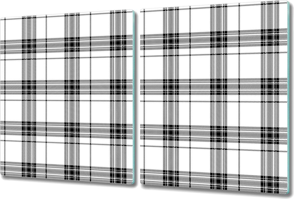 Glas-Herdabdeckplatte Glaskeramikkochfeld-Abdeckung Spritzschutz - 2x 40x52 cm - Klassischer kariert