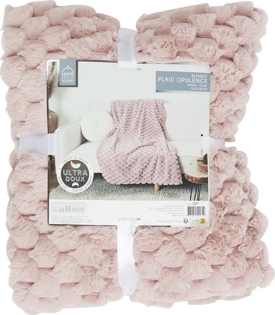 Plaid Rose 120x150cm Texture Opulence - Couverture Douce et Chaude - 6