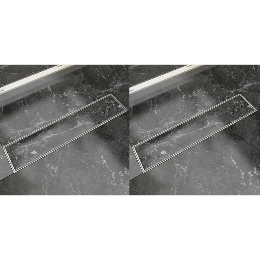Canalina Doccia Lineare 530x140 mm vidaXL Acciaio Inox - Set 2 pz - 2