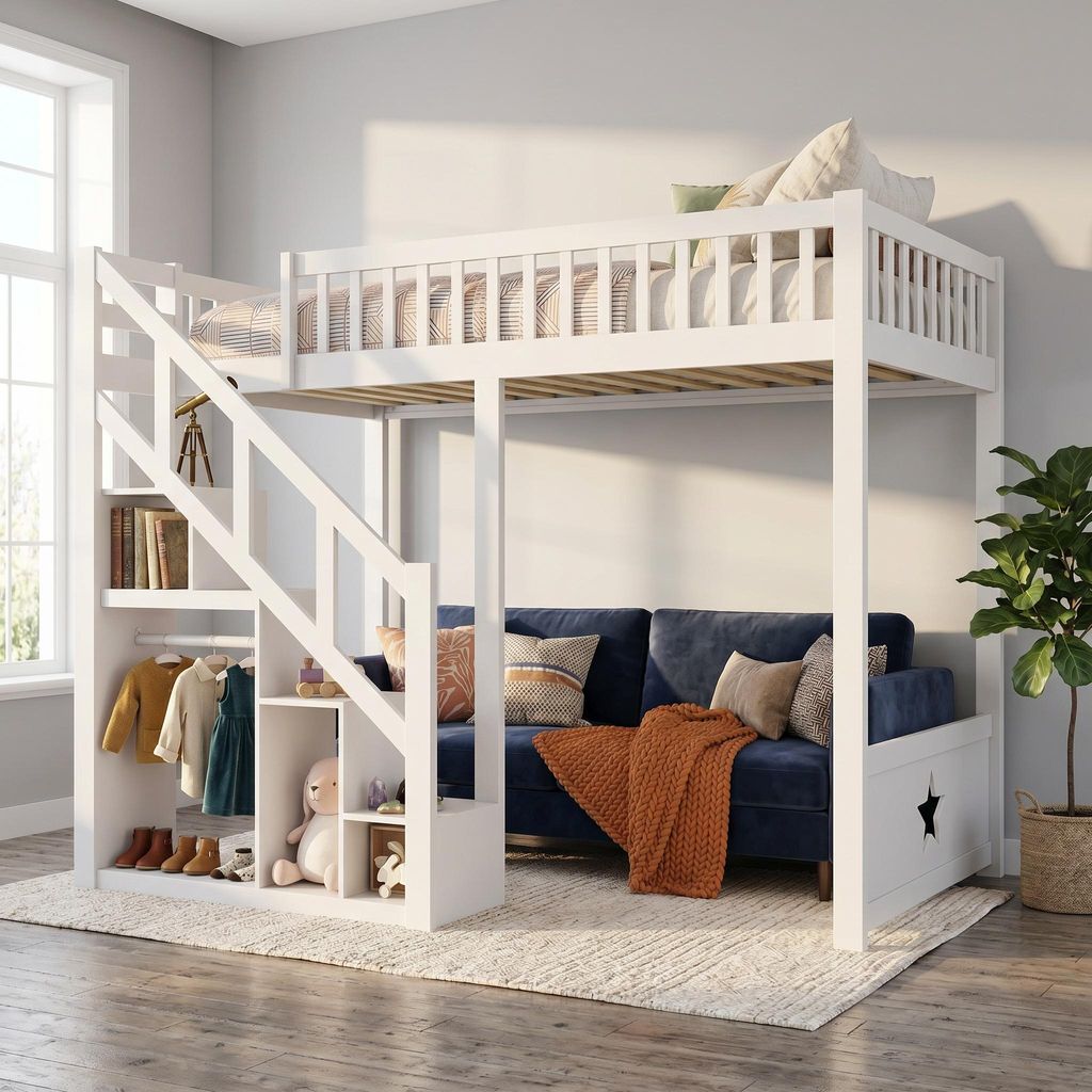INONEFT Kinderbett Etagenbett 140x200cm mit Rausfallschutz Produktbild 
