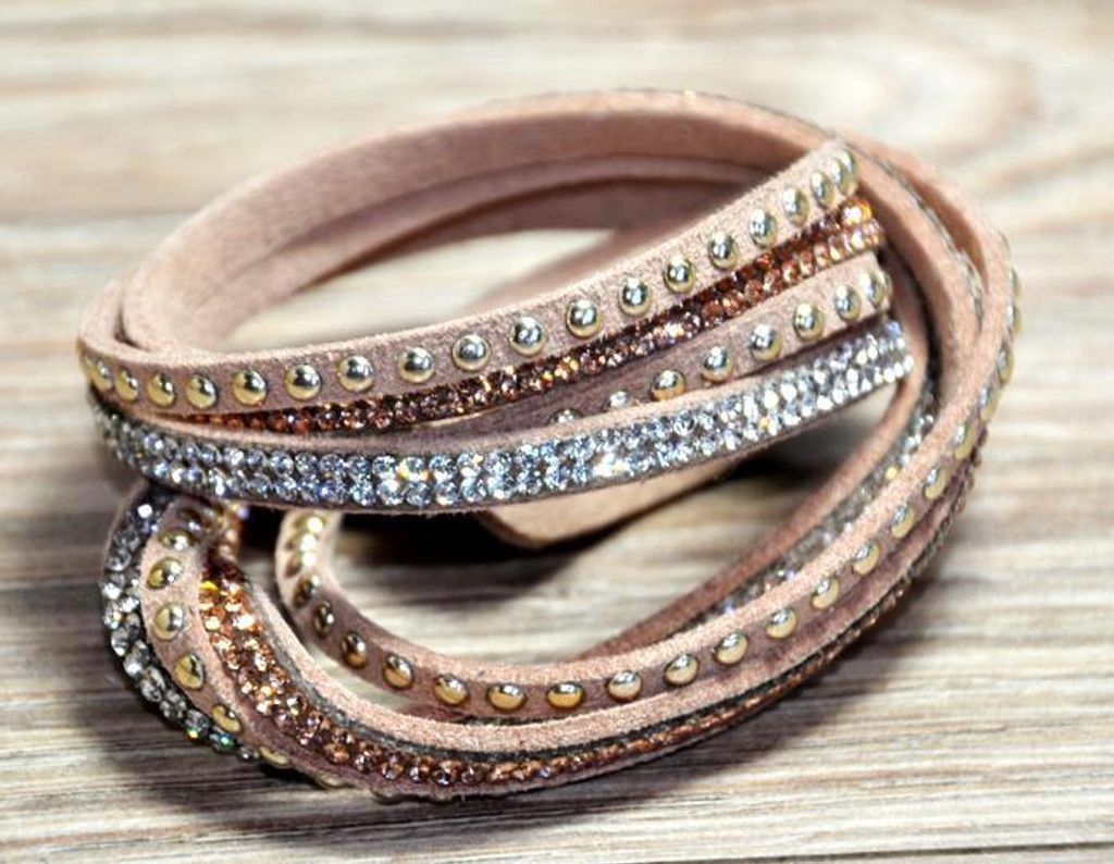 Magnetarmband Wickelarmband VeloursKunstleder Champagner