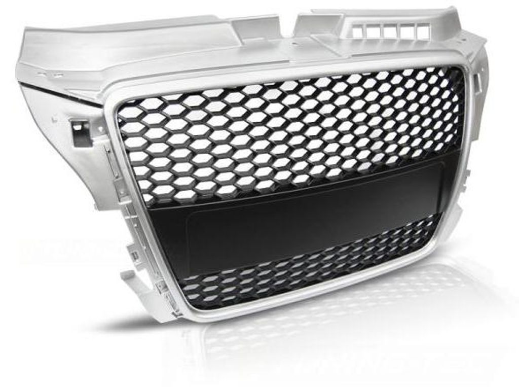Sportgrill / Kühlergrill kompatibel mit A3 8P Facelift 08-12 matt Silber in Wabendesign