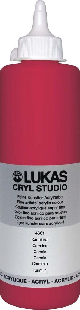 Lukas Cryl Studio Plastic Bottle Acrylfarbe Carmine 500 ml 1 stk
