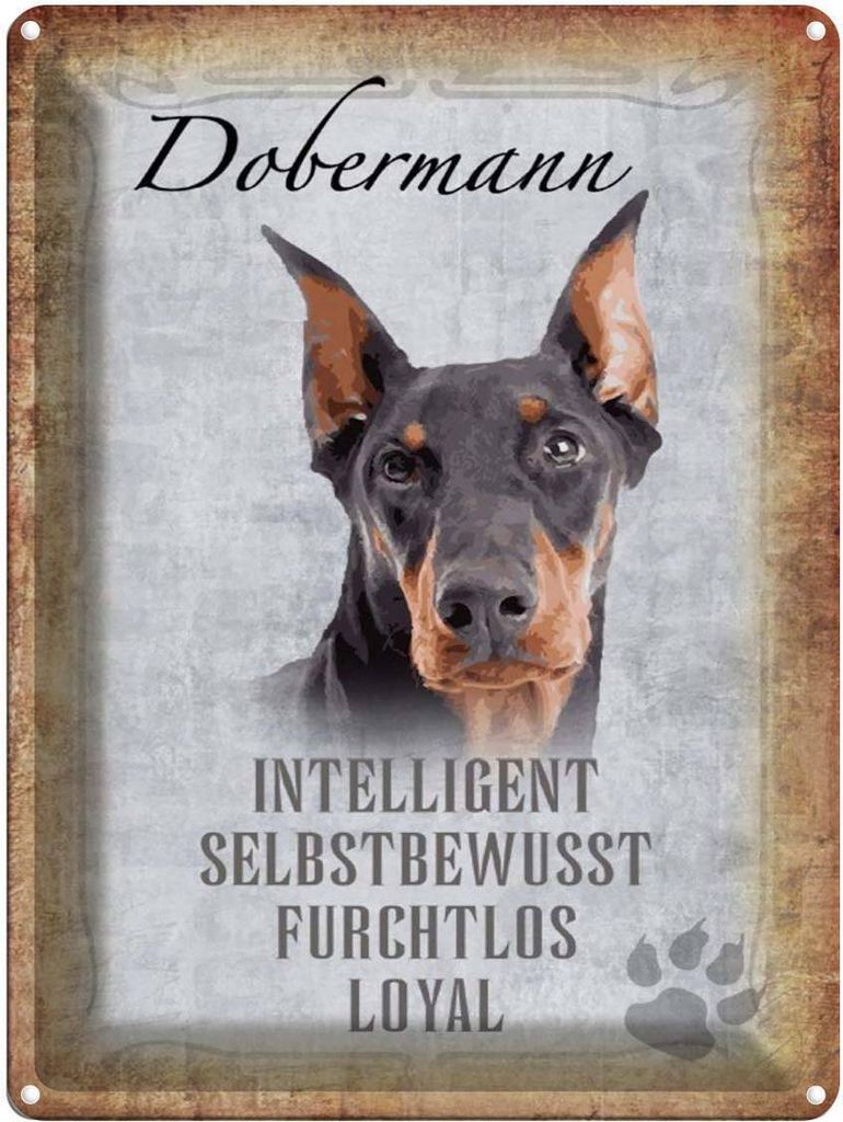 vianmo Blechschild 40x30 cm Dobermann Hund loyal