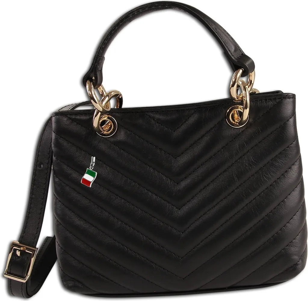 Sac Florence en cuir véritable noir OTM810S avec finitions dorées
