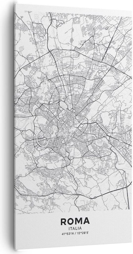 Bild auf Leinwand - Leinwandbild - Einteilig - Stadt Karte Rom - 65x120cm - Wand Bild - Wanddeko - Wandbilder - Leinwanddruck - Bilder - Wanddekora...
