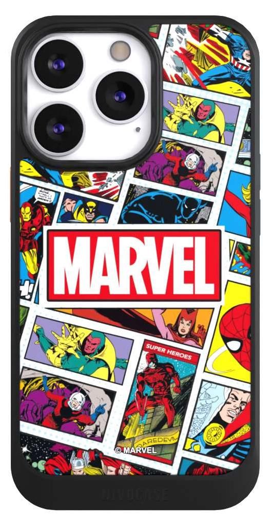 NIVOCASE Hülle für Apple iPhone 13 Pro Handyhülle NIVOcore Case Schwarz Comic Muster Marvel