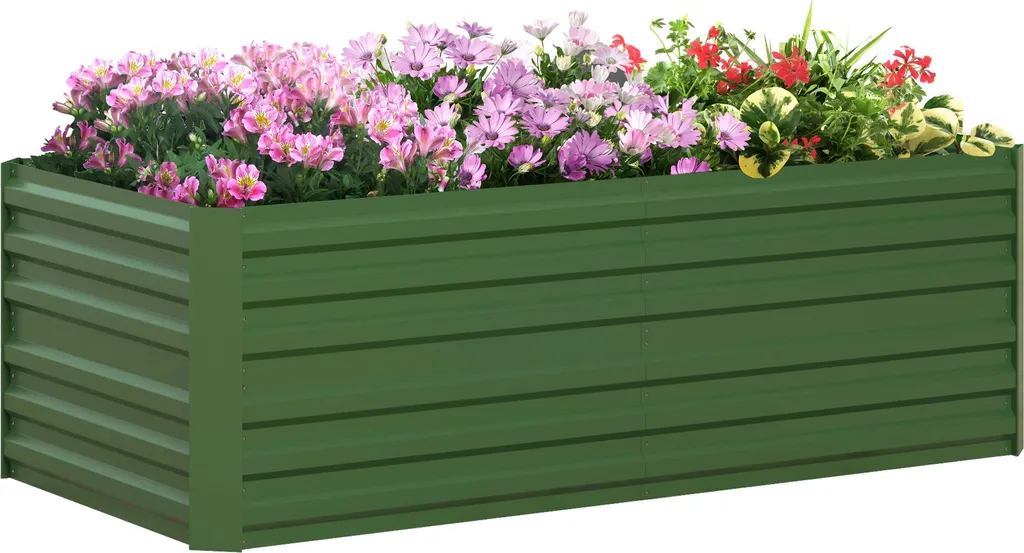 Bac de jardinage rectangulaire 180 cm potager surélevé métal vert