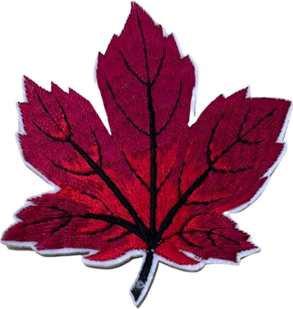 Herbstblatt-Herbstblatt-Emblem-Aufnäher zum Aufbügeln, Rot