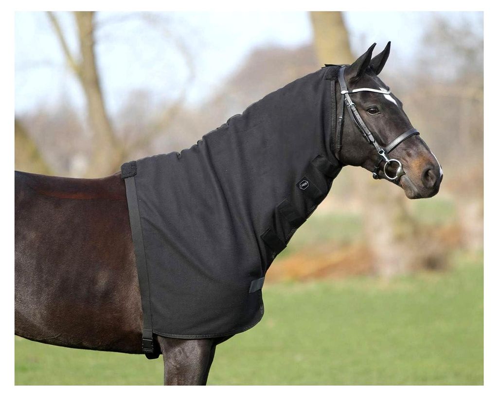 Fleece Halsteil mit Klettverschlüssen und Gurt mit Druckknopfverschluss schwarz (S)