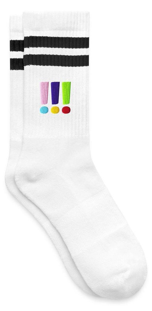 Spreadshirt Die Drei Ausrufezeichen Logo Stick Gestreifte Tennissocken, 37-41, Weiß/Schwarz