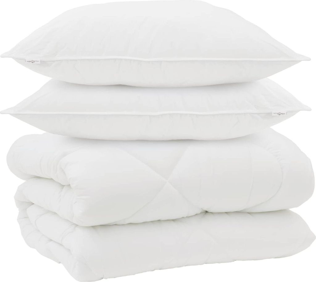 Winterbettdecke mit Kissen 3 pcs Weiß Mikrofaser