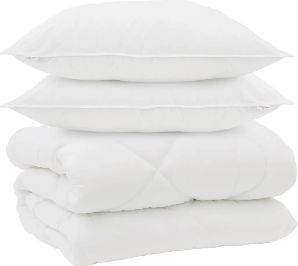 Set Notte Inverno vidaXL | Piumino Bianco + Cuscini in Microfibra