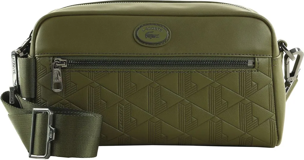 LACOSTE Nomogramme Crossover Bag Ivy Green | Borsa Pelle Uomo Oliva