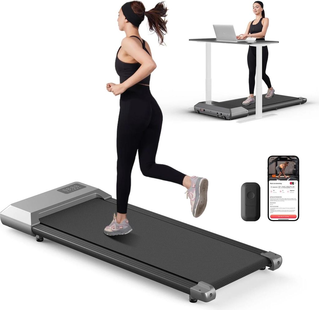 Laufband für Zuhause - Walking Pad - 1800 W Motor - Bis 6 km/h - Lauffläche 39×90 cm - Traglast 136 kg - Bluetooth-Lautsprecher - LCD & App-Herz...