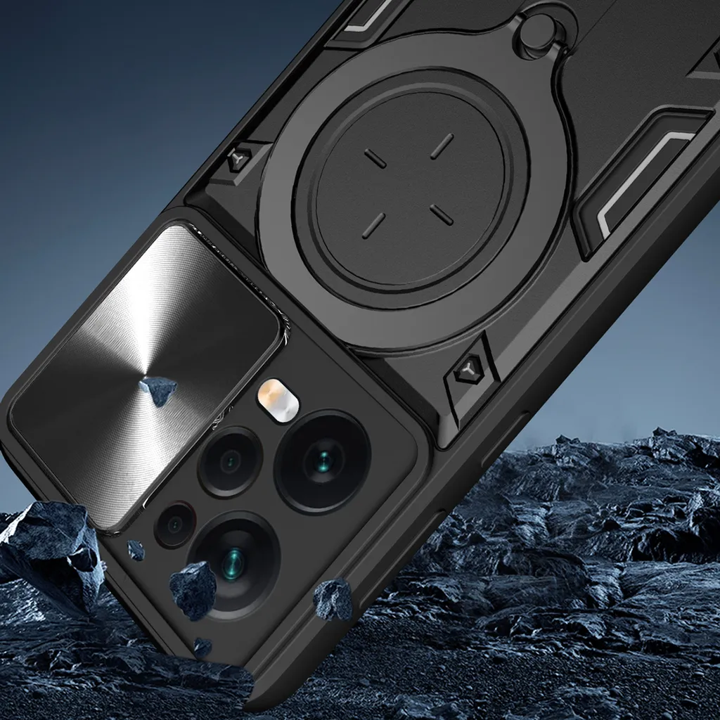 Custodia Per Redmi Note 12 Pro 5G Con Anello, Porta Carte E Protezione Fotocamera – TPU Nero