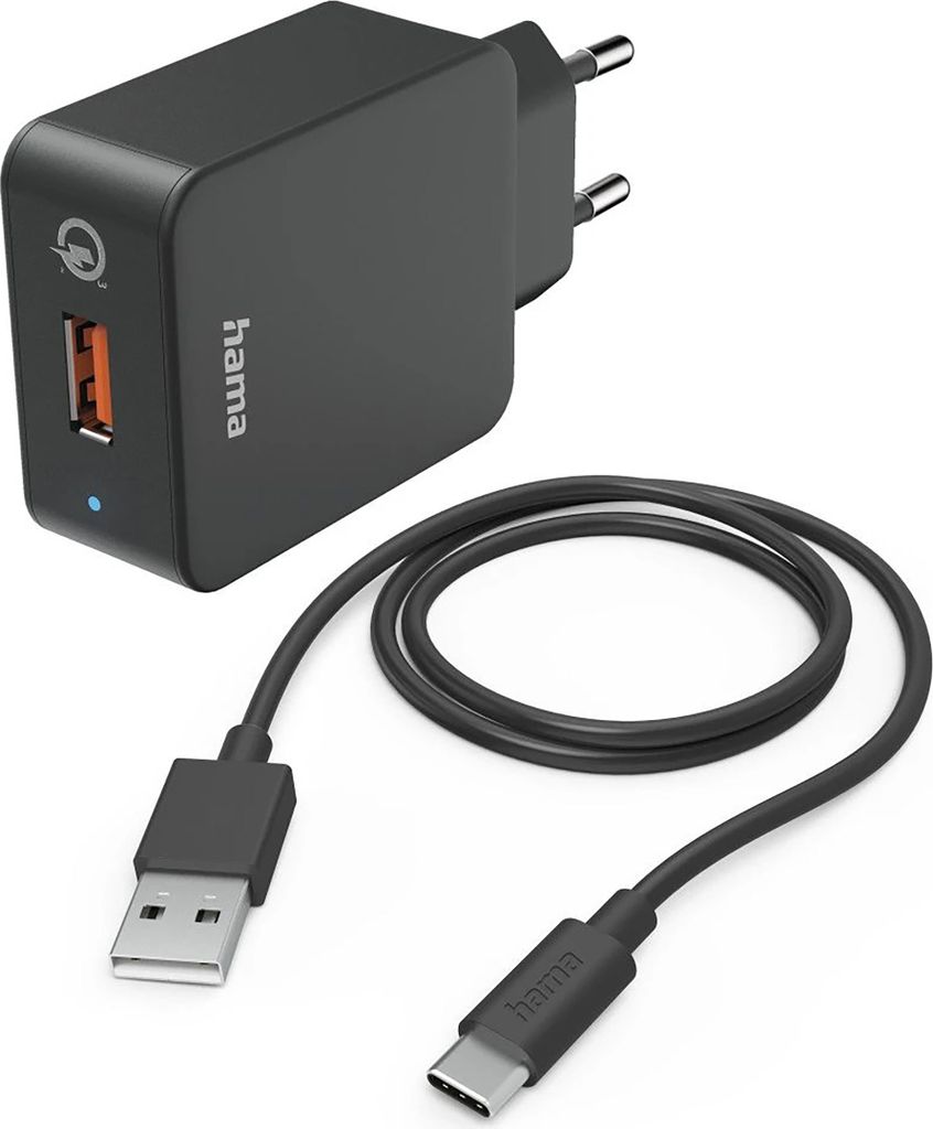 Schnellladegerät mit Ladekabel USB-C, 19,5 W, 1,5 m, Schwarz (00201625)