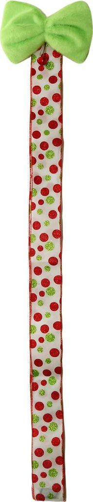 Grüne Weihnachtsschleifen für Schranktüren mit Glöckchen, Plüsch-Kunstfellschleifen mit gepunktetem/gestreiftem Band für Weihnachtskränze, T...