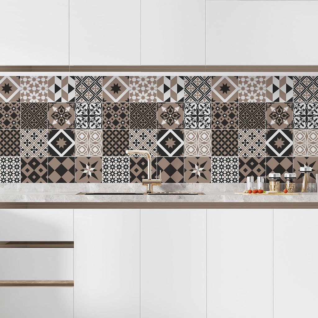 Klebefolie für die Küchenrückwand – Lumaléa – Zementfliesen-Effekt – Klebefolie + MAT-Schutz – 60 x 60 cm