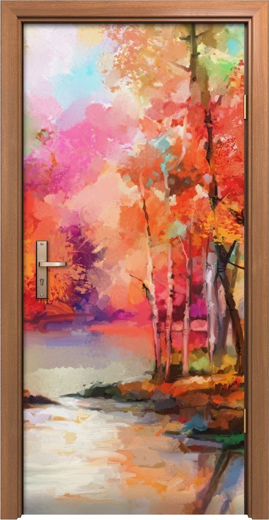 Türposter 90x200 cm Türaufkleber Türtapete Türfolie Klebefolie Landschaft Herbst Wald Wasser