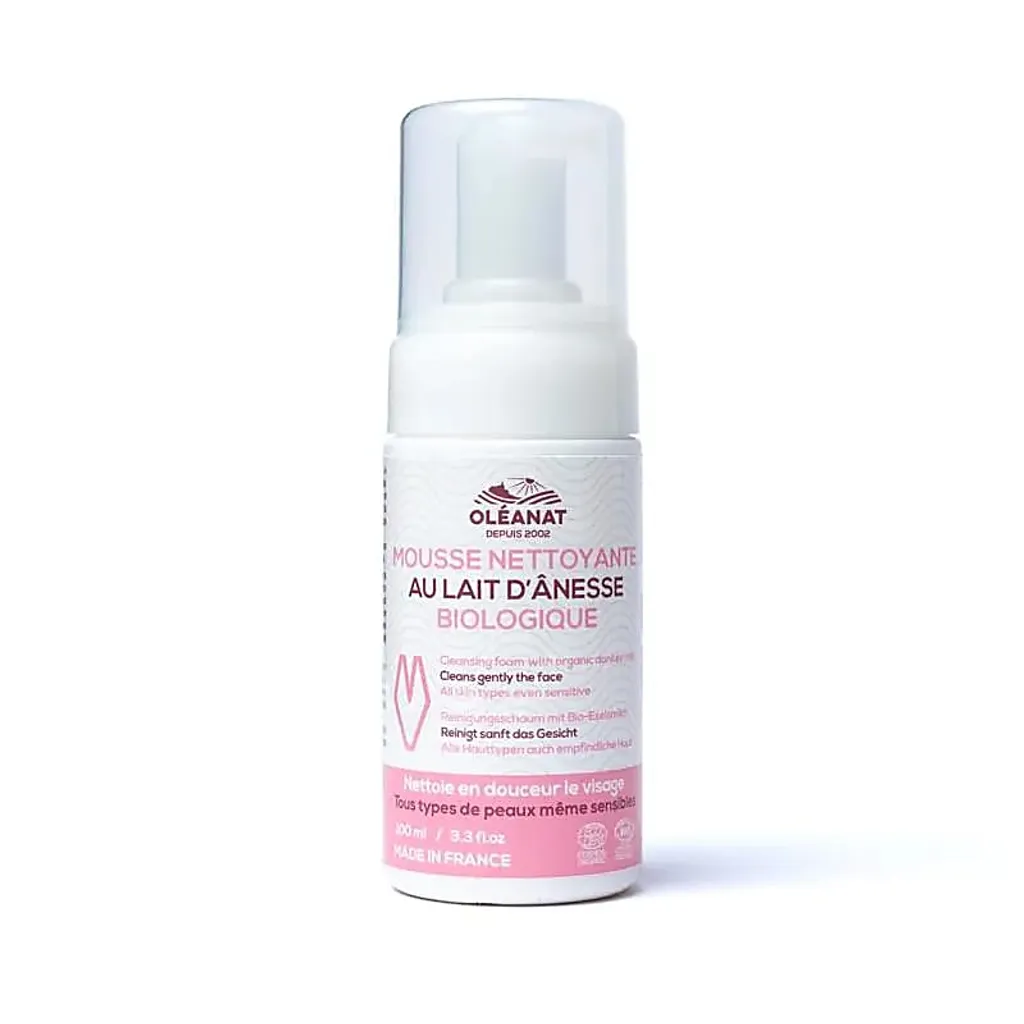 Mousse visage lait d'ânesse bio Oléanat formule douce flacon 100ml