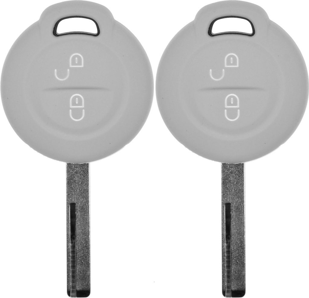 2x Auto Schlüssel Silikon Schutz Hülle Grau kompatibel mit Mitsubishi Colt VI Smart Forfour 454 2 Tasten Funk Fernbedienung