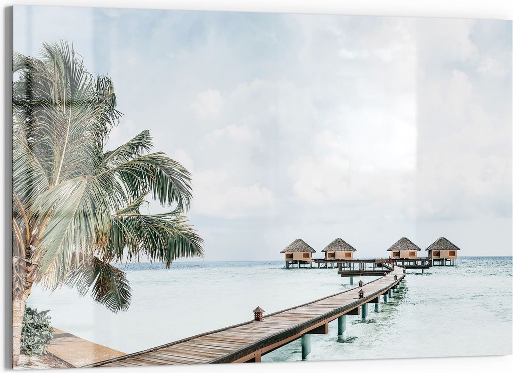 DEQORI Magnettafel Glas 60x40 cm 'Flucht ins Paradies' beschreibbar Whiteboard Küche