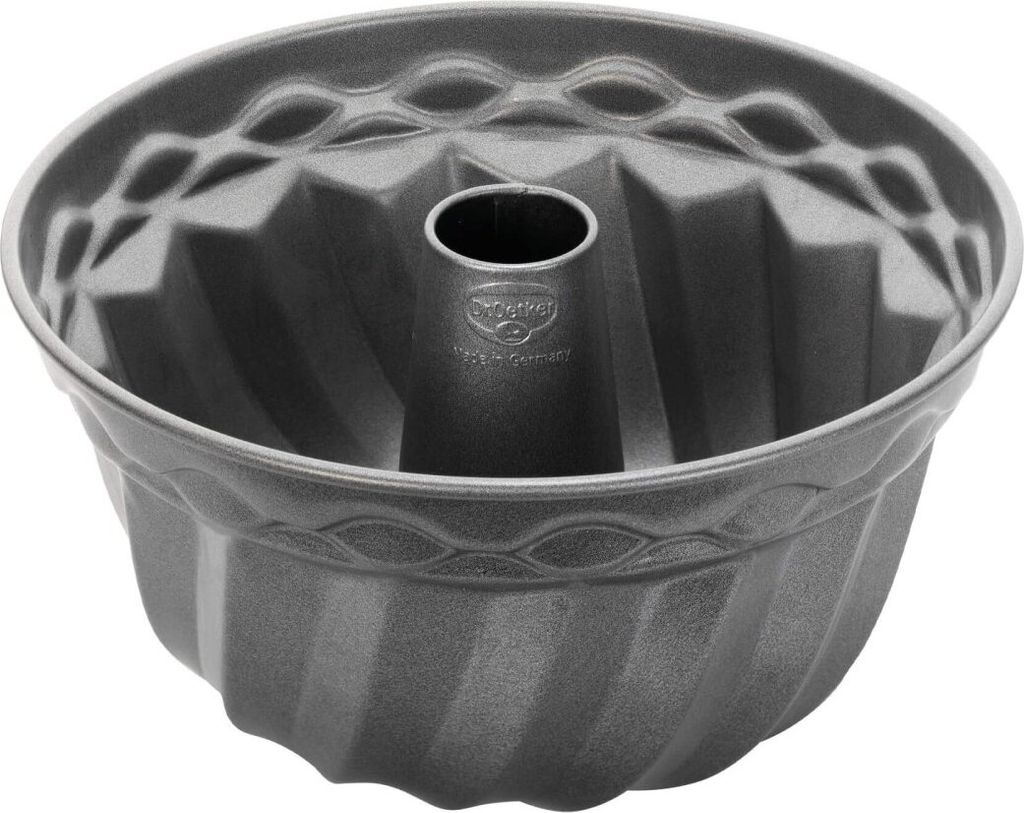 Dr. Oetker Gugelhupfform Ø 24 cm, Backform für Gugelhupf, runde Bundform aus Stahl mit keramisch verstärkter Antihaft-Beschichtung (Farbe: grau)