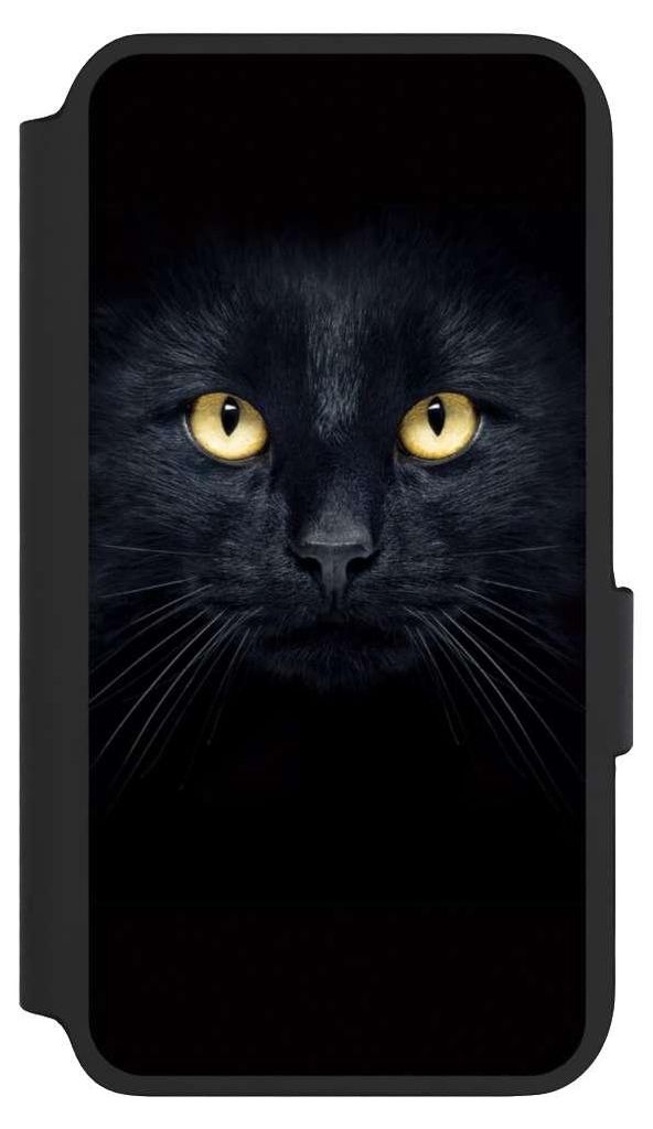 NIVOCASE Klapphülle für Samsung Galaxy S22 Handyhülle aus Kunst Leder NIVOflip schwarz Auge Katze schwarz