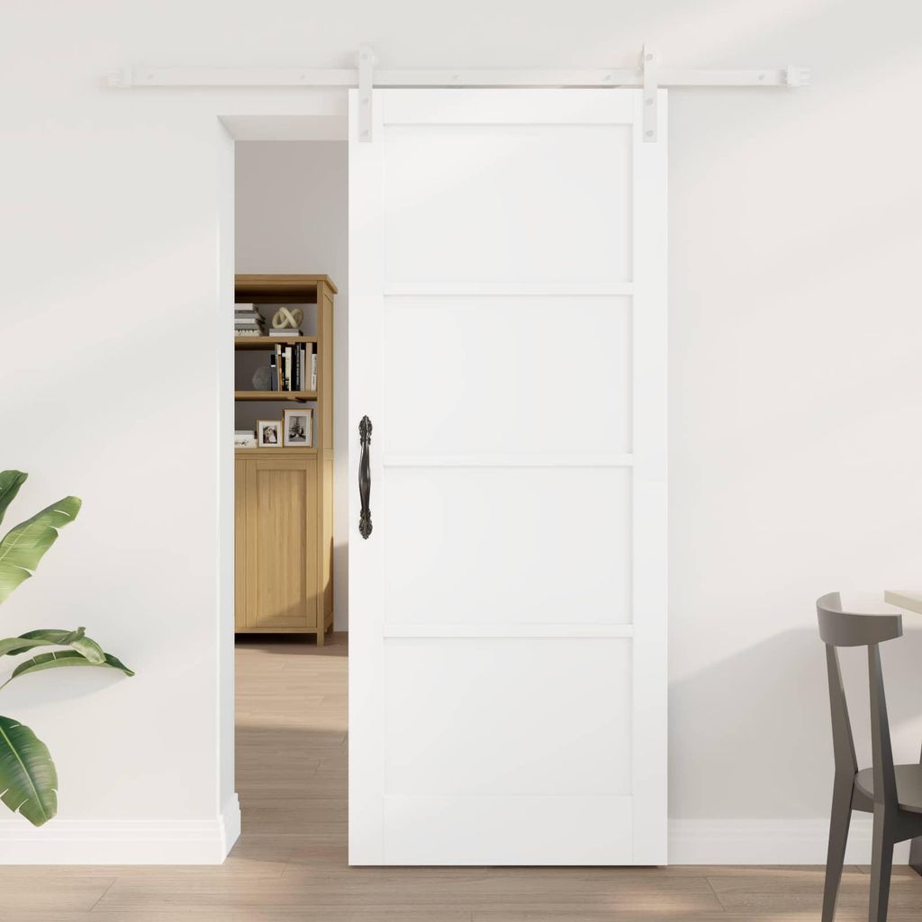 Möbel Schiebetür Weiß 83 x 202 cm Massives KiefernholzHaustüren - Haustüren c6184