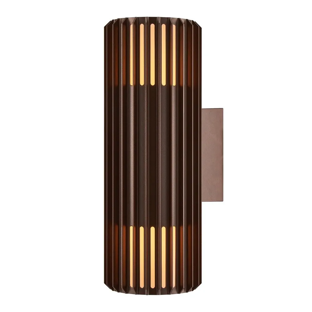 Applique NORDLUX Aludra Double IP54 Ø125x340mm 2x15W Luminaire Brun