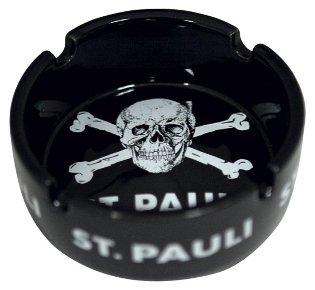 FC St. Pauli Aschenbecher Totenkopf Schwarz, Original Produktbild 