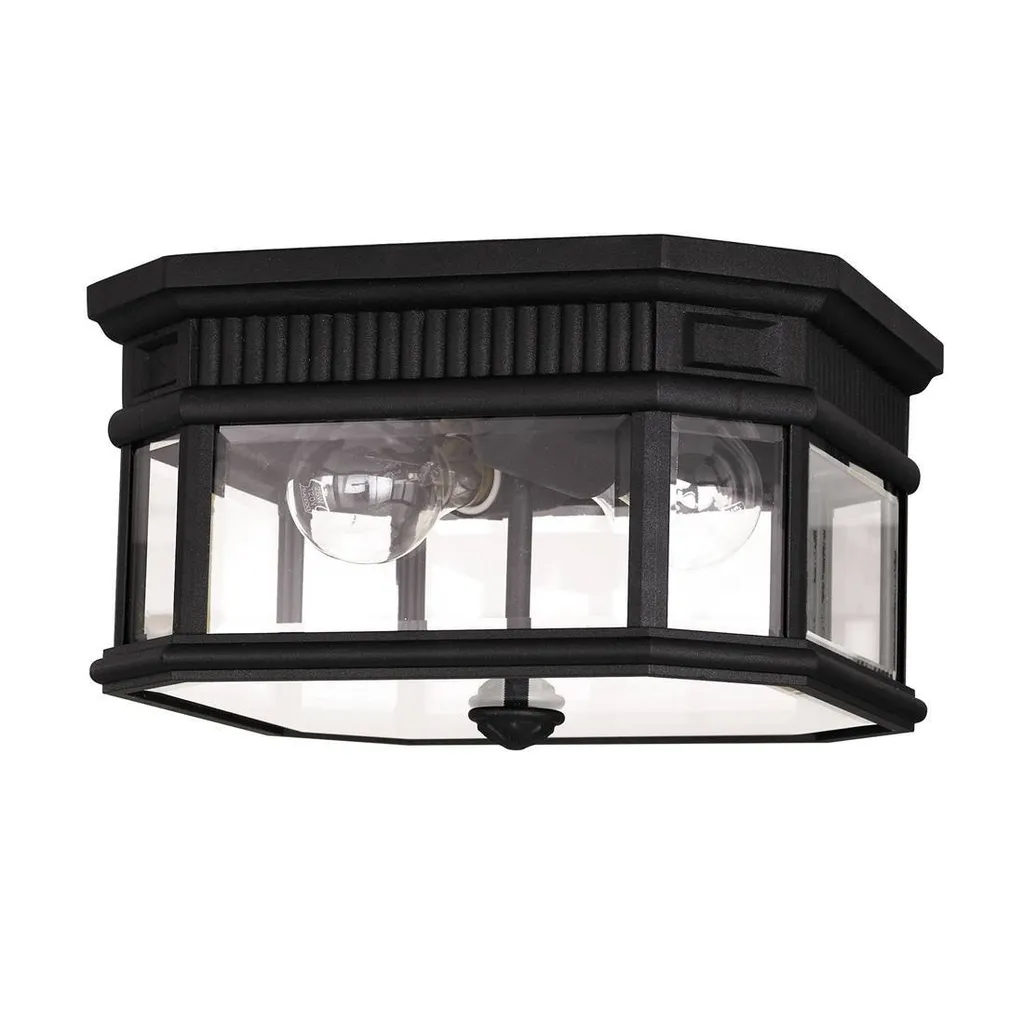 Plafonnier extérieur 2 lumières E27 noir et verre clair Cotswold Lane