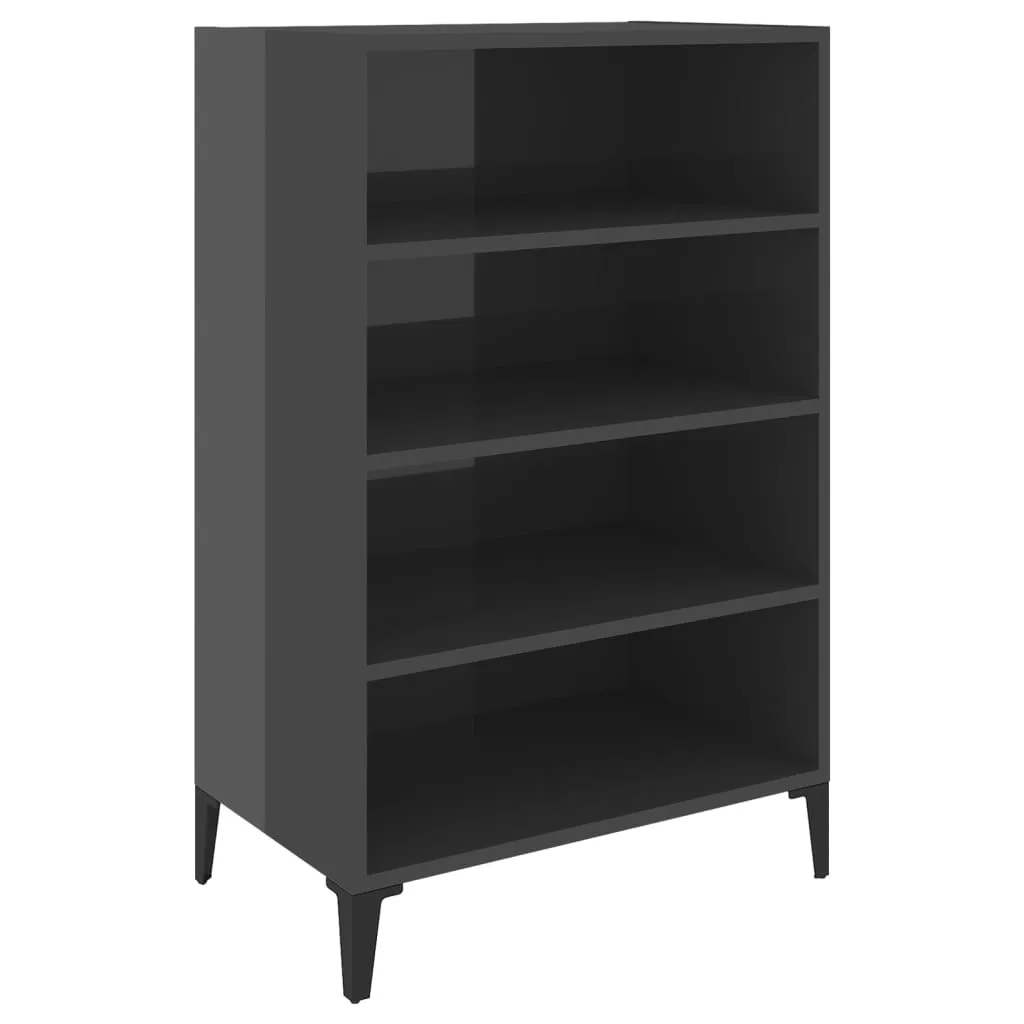 Optimiser petit salon avec ce buffet gris brillant 57x35x90 cm bois