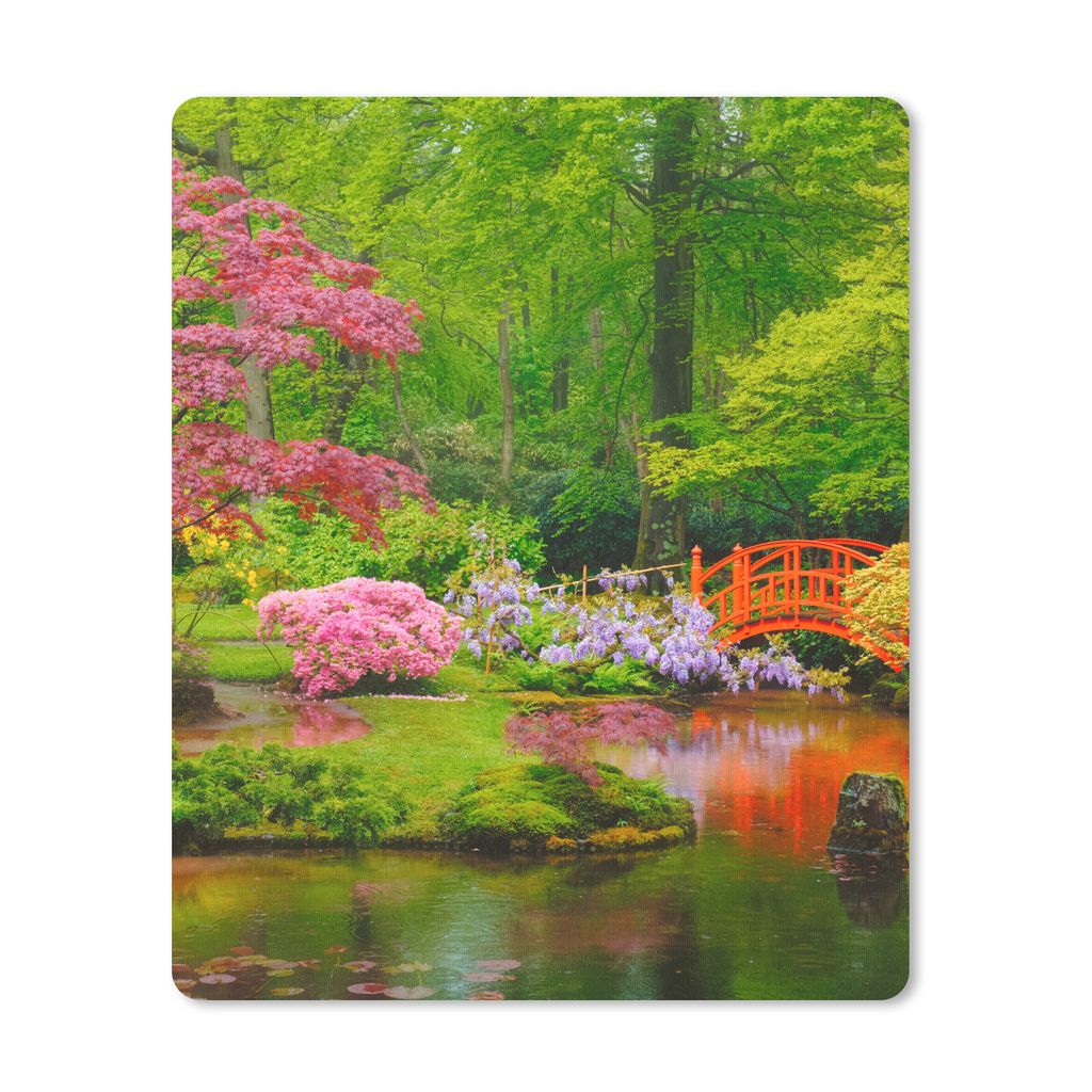 MuchoWow Mauspad Mousepad Brücke - Japanisch - Botanisch - Bäume - Blumen 30x40 cm - Mousepads - Maus Mat - Pad - Mausunterlage - Mausmatten