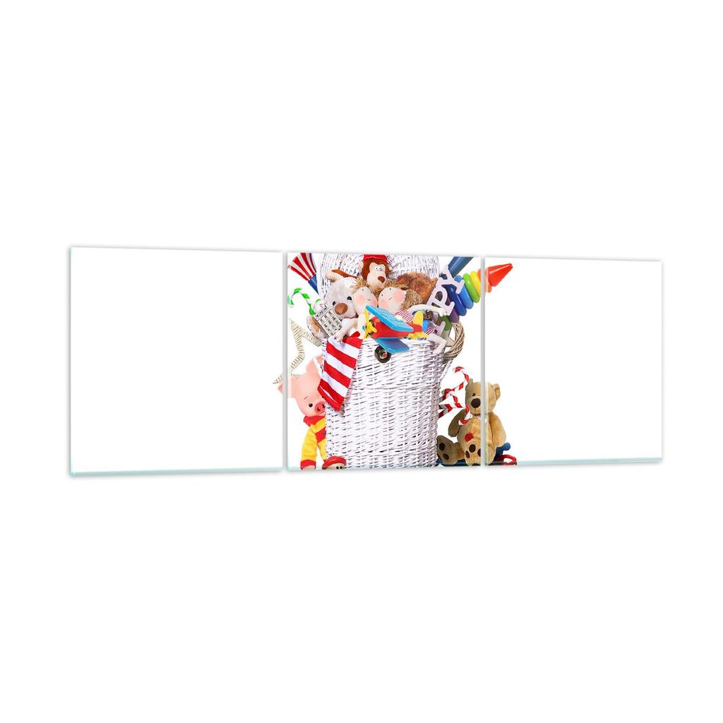 Bilder auf glas - Spielzeug Kinder Spaß Freunde - 90x30cm - Glasbilder - Wandbilder - Kunstdruck - zum Aufhängen bereit - Wanddekoration aus Glas...