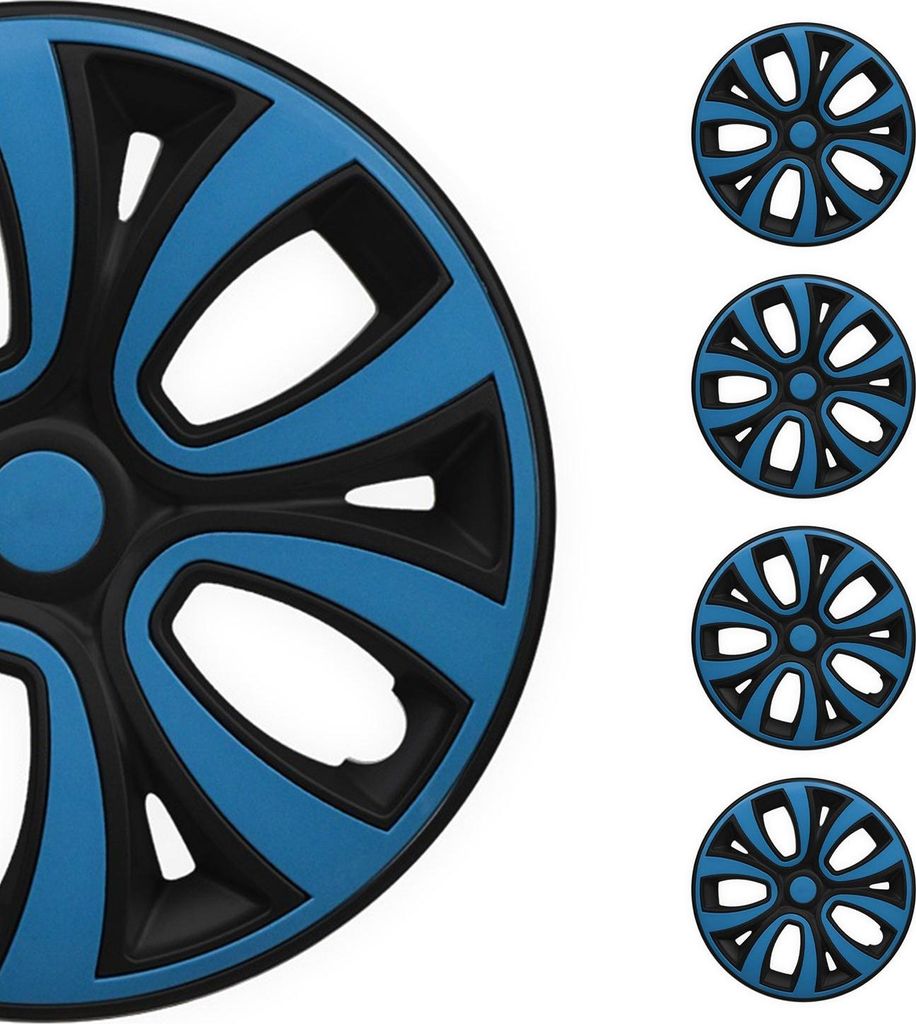 4x Radblenden Radzierblenden Radkappen für 14" Zoll Stahlfelgen Blau Schwarz