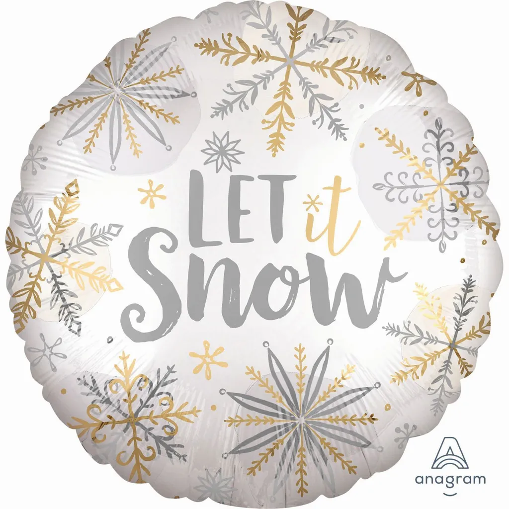Ballon décoratif Let it Snow en aluminium pour fête d'hiver 45cm