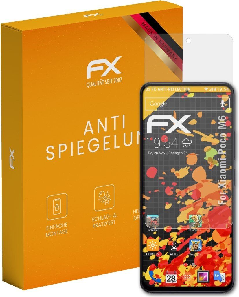 atFoliX FX-Antireflex 3x Schutzfolie kompatibel mit Xiaomi Poco M6 Displayfolie